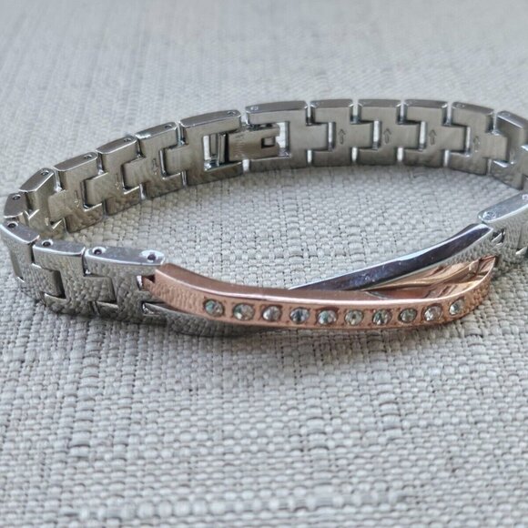 Jewelry - Women Bracelet Crystals Accent Face Rose Gold Silver Tone Fashion Jewelry